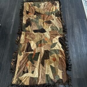 CRAZY VTG Patchwork Suede Custom Reversible Western Style Blanket Hand Made